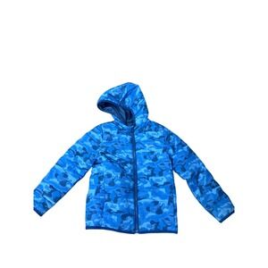 Vineyard Vines Boys Blue Whale Camo Hooded Puffer Jacket Size 6 Full‎ Zip
